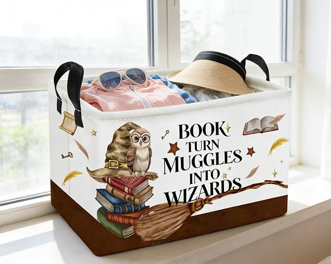Essme Rectangular Kids Baskets,Magic Storage Box,Cute Basket for Kids with Handles for Room Decor, Book Bins,Shelf Basket.(Magic)