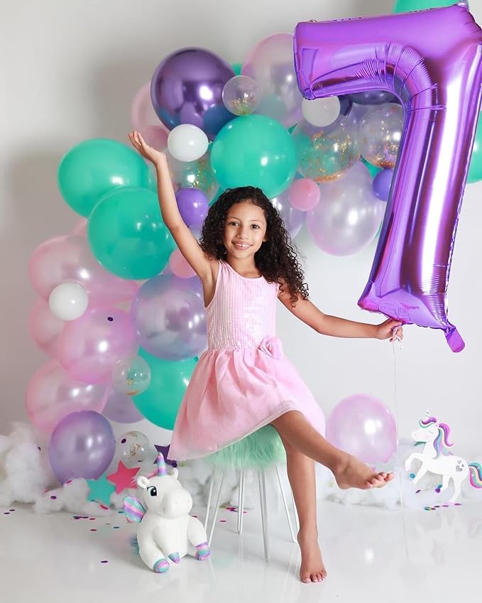 Numbers Balloon 3, 40 Inch Large Purple Balloon for Three Year Old Birthday Decor, 3 13 30 31 Birthday Party Decorations for Wedding Supplies