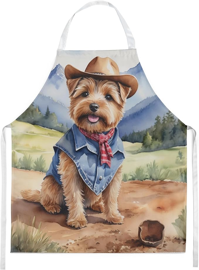 Caroline's Treasures Norfolk Terrier Cowboy Welcome Apron Cooking Kitchen Server Baking Crafts Gardening for Adult Women Men, Unisex, Large, Multicolor