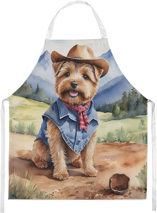 Caroline's Treasures Norfolk Terrier Cowboy Welcome Apron Cooking Kitchen Server Baking Crafts Gardening for Adult Women Men, Unisex, Large, Multicolor