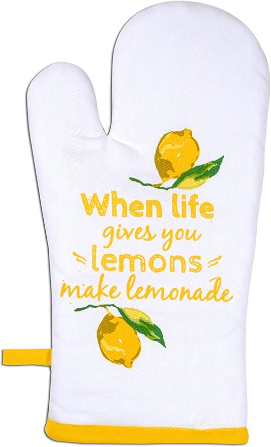 AMOUR INFINI Oven Mitts Set of 1 Quilted Liner with Hanging Loop Non Slip, Heat Resistant, Washable Reusable Oven Mitt (Citrus Splash 7x13 Inches)