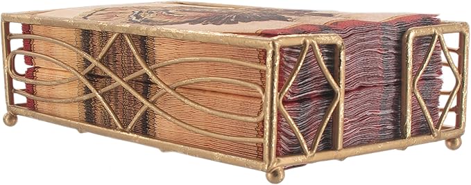 Boston International Wave Design Guest Towel Napkin Holder Caddy, Gold Leaf