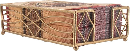 Boston International Wave Design Guest Towel Napkin Holder Caddy, Gold Leaf