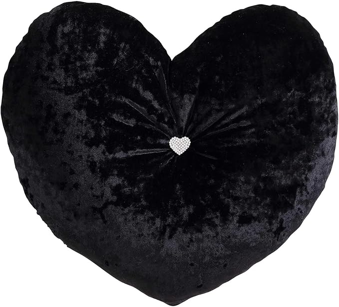 Betsey Johnson - Pillow, Plush Bedding with a Crushed-Velvet Texture, Hidden Zipper Closure, Throw Pillow for Couch or Bed (Heart Black, 18" x 18")