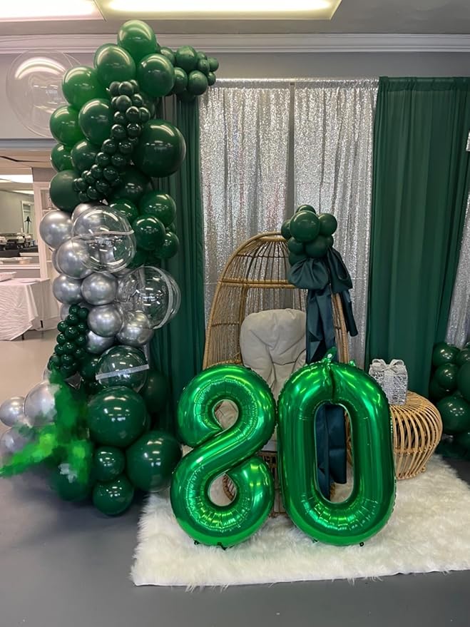 Number 60 Balloon 40 Inch, Dark Green Party Decoration for Women Men Adults Parents, Huge Number 60 Balloons for 60th Birthday Party Decorations