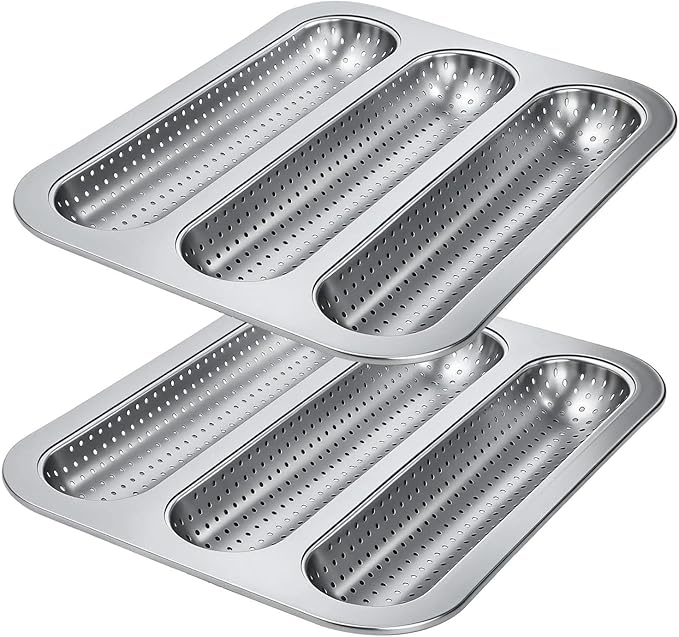 Bread Baking Pan, Baguette Mold Set, Nonstick Fixture with Balanced Grip, Perforated Tray with Consistent Utility, 0.79x9.84x1.18 inches Kitchen Organizer, Outdoor Accessory for Cooking Routine