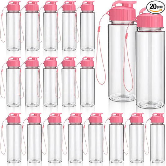 Mifoci 20 Pieces Water Bottle Bulk 17 oz Plastic Water Bottles Bulk Gym Sports Adults Reusable Large Bottles with Leak Proof Flip Top for Party Outdoor (Rose Red)