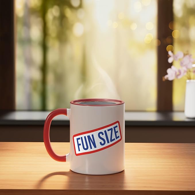 Fun Size Bold Retro Label Funny Candy Snack Humor Ceramic Mug, Red/White