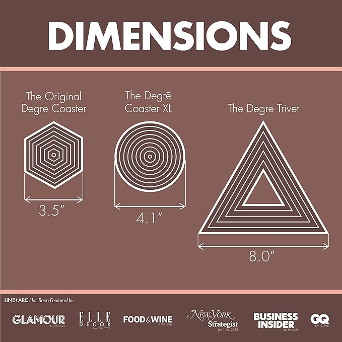 LINE+ARC Extra Thick Silicone Coasters Waterproof Anti-Stain Heat-Safe Dishwasher-Safe Degrē Coasters XL (Set of 6 Sandstone) Outdoor Rubber Mid-Century Modern