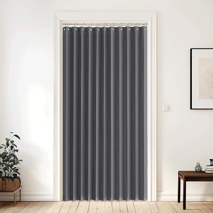 NICETOWN Blackout Bedroom Curtains 80 Inches Long, Thermal Insulated Sliding Door Room Divider Window Drapes for Living Room Bathroom, Doorway Curtains for Entryway, 1 Panel, 60W x 80L, Grey