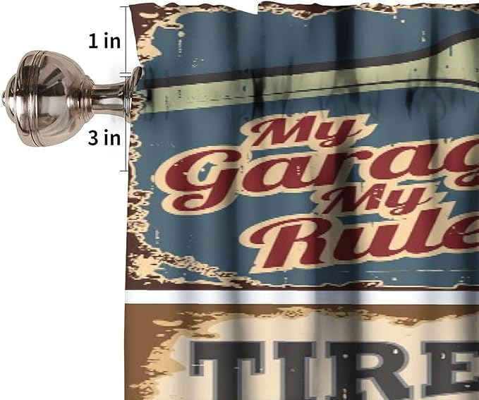 1950s Valance Curtain Vintage Car Automobile Advertising Repair Vehicle Garage Servicing Image Short Curtain Valance for Kitchen Bedroom Bathroom Decor with Rod Pocket, One Panel 54X18 Inches