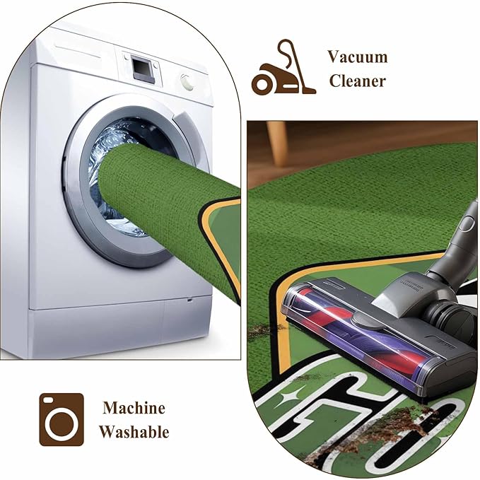 Washable Round Area Rug Golf Club Sports Circle Rugs Floor Carpet for Living Room Bedroom, Green Soft Non Slip Round Rug 3ft
