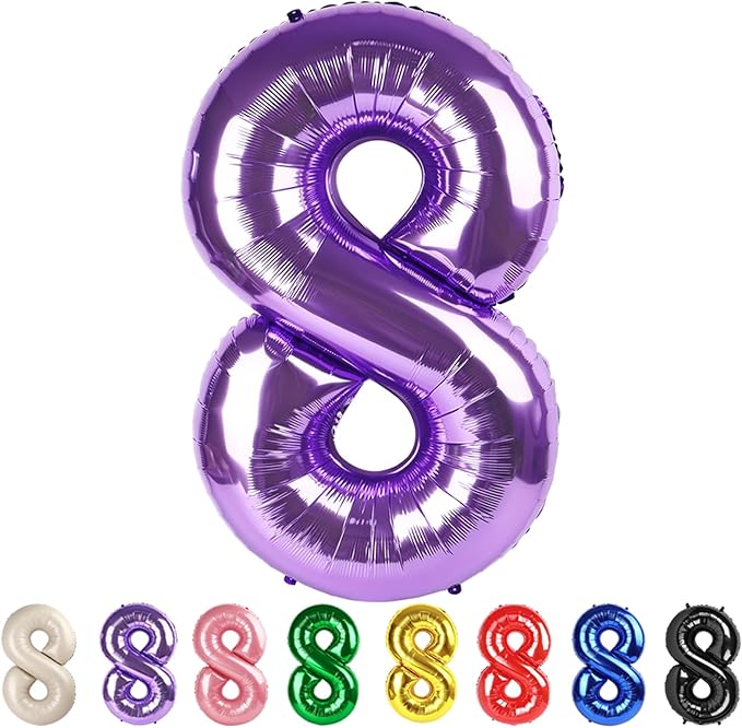 Number 8 Balloons Purple Party Decorations for Girl Boys, 40 In Big Balloons for Engagement, Wedding, Celebration Party, Graduations, Photo Shoot