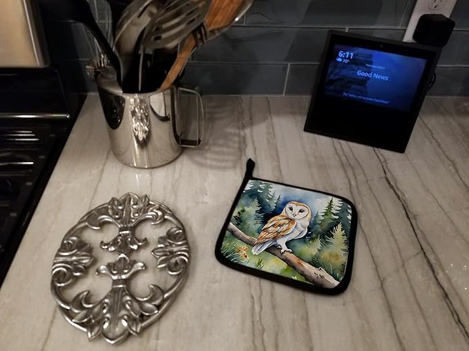 Caroline's Treasures Barn Owl Pair of Pot Holders Kitchen Heat Resistant Pot Holders Sets Oven Hot Pads for Cooking Baking BBQ, 7 1/2 x 7 1/2