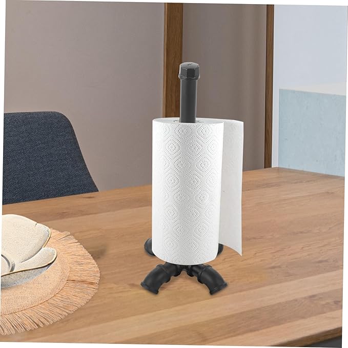 COHEALI Vintage Iron Paper Towel Holder Stand Base for Kitchen Countertop Industrial Style Roll Paper Organizer Farmhouse Decor