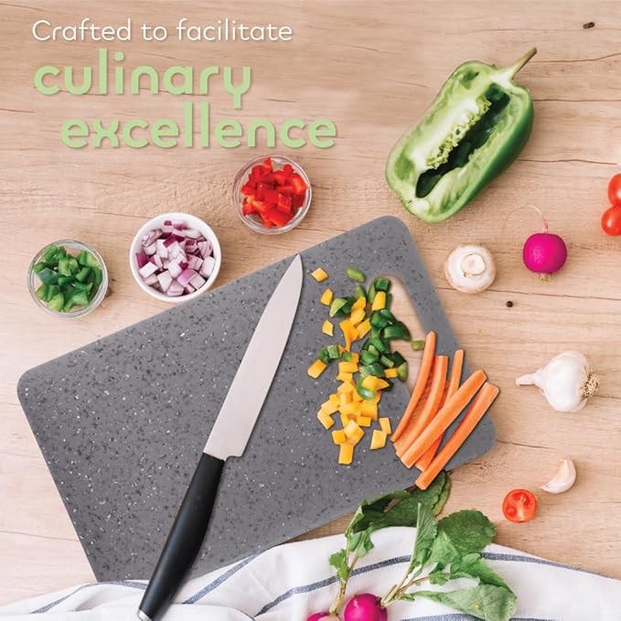 Luciano Housewares Cutting Board, High-density Polypropylene Chopping Board for Kitchen Use, Ideal for Cutting Vegetables, Fruits, and Meats, Kitchen Essentials, Gray, 9.75" x 9.88"