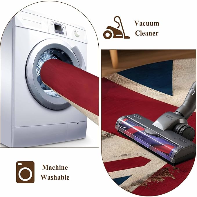 Area Rug 6x9ft, Vintage Union Jack Flag Washable Rugs for Living Room Bedroom, Reerto Flags of The United Kingdom Soft Non-Slip Area Rugs Rectangle Floor Carpet for Dining Room