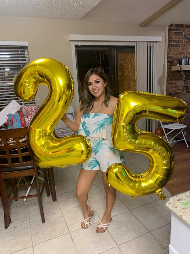 2 Balloon Numbers Gold Party Decorations for Women Men, 40 In Big Two Balloons for Engagement, Wedding, Celebration Party, Graduations, Photo Shoot