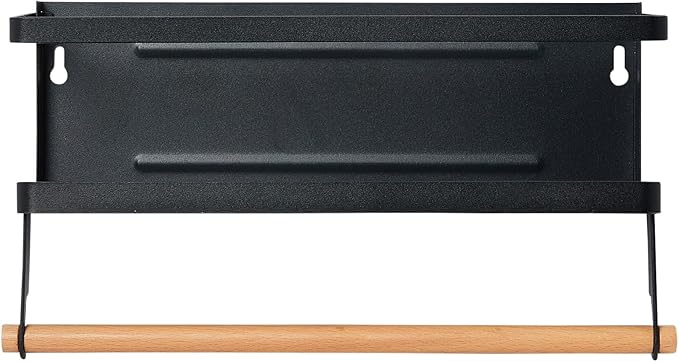 Household Essentials Metal Magnetic Spice Rack with Paper Towel Holder, Black
