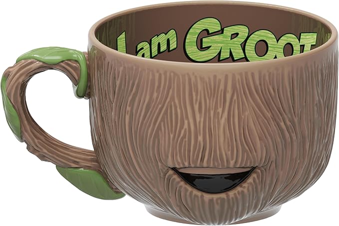 Zak Designs Marvel Guardians of the Galaxy Sculpted Ceramic Coffee Mug for Hot Drinks, Collectible Keepsake with Unique 3D Character (16.5 oz, Groot)