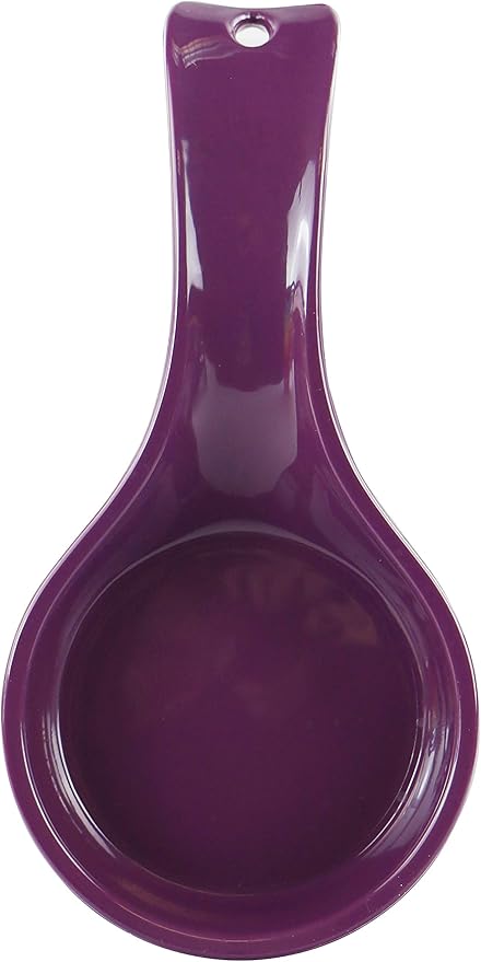 Reston Lloyd Kitchen Counter Utensil Spoon Rest, Ladles, Spaghetti Forks, & Spatulas, Durable BPA-Free Plastic – Dishwasher Safe, Décor, Space Saving Hanging Hole on Handle, Plum