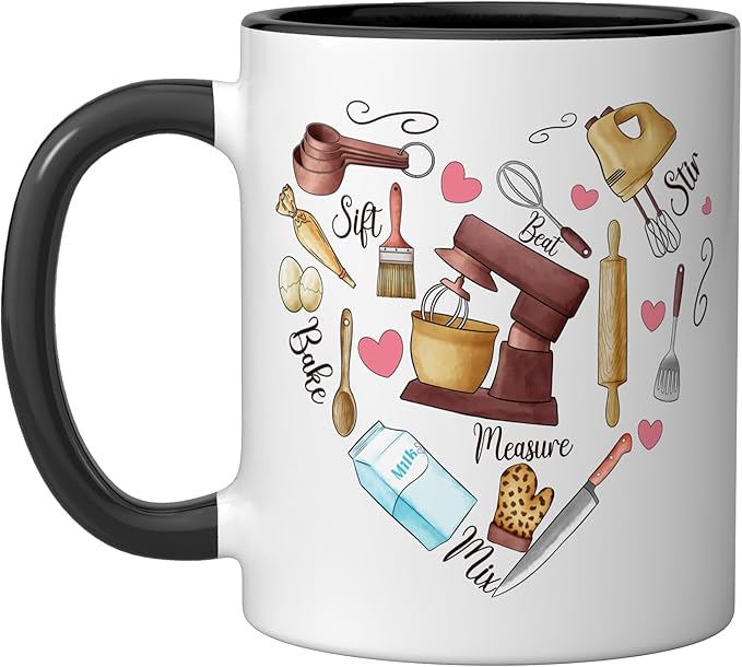 Baker Cooking Culinary Pastry Chef Baking Cook Bake Love Ceramic Mug, Black/White