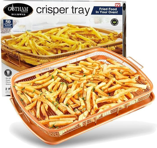 Gotham Steel Baking Sheet with Air Fry Rack,16.5” x 12.5”,2 Pc Multipurpose Air Fryer Tray and Cookie Sheet Pan for Oven,Use as Cooling Wire Rack,for Cooking,Pizza,Bacon,Dishwasher Safe,(Pack of 6)