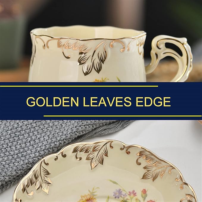Latte Mug Porcelain Tea Cup Saucer Spoon Set Elegant Light Luxury Espresso Coffee Cups Style Beatiful Gift 250ML/8.5 Ounce for Any Kitchen (Color : 1) (1)