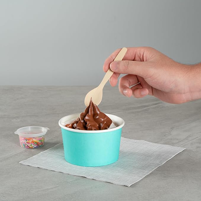 Coppetta 12 Ounce Dessert Cups, 200 Disposable Ice Cream Cups - Lids Sold Separately, Sturdy, Turquoise Paper FroYo Bowls, Durable, For Hot And Cold Foods, Perfect For Gelato - Restaurantware