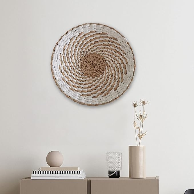 Duiaynke Woven Decor, Hanging Baskets Unique Tapestry for Hallway Bedroom Living Room Home Decorations (White 30cm)