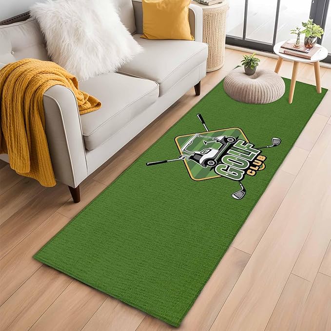 Runner Rug for Bedroom Hallway, Golf Club Sports Kitchen Runner Rugs Area Rug 2x6ft, Green Washable Soft Floor Carpet for Entryway Stair