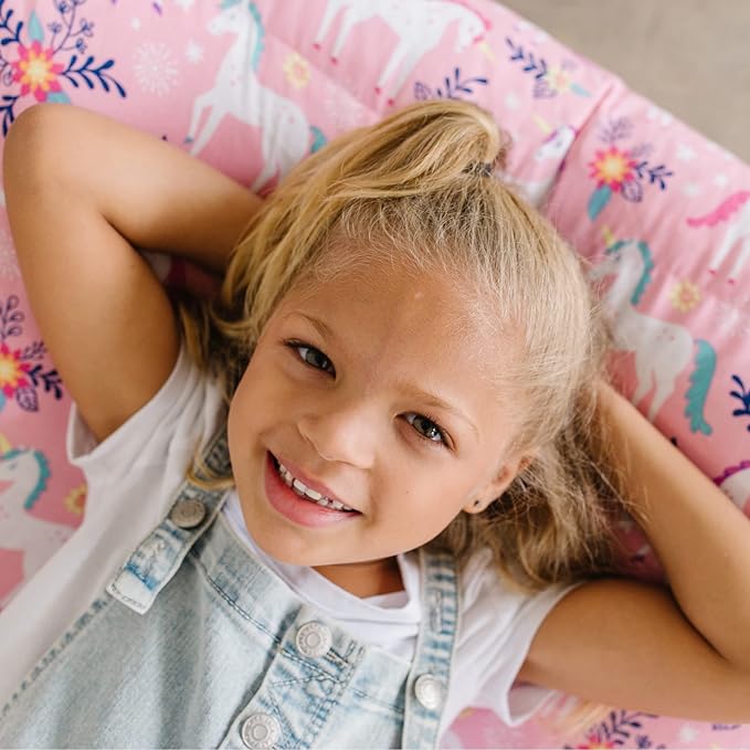 Wildkin Kids Pillowcase Lounger Cover – Travel-Friendly Sleepover Lounger, Fits Standard Pillows (Pillows Not Included), Soft Cotton Blend, Fun Patterns for Boys & Girls - Magical Unicorns