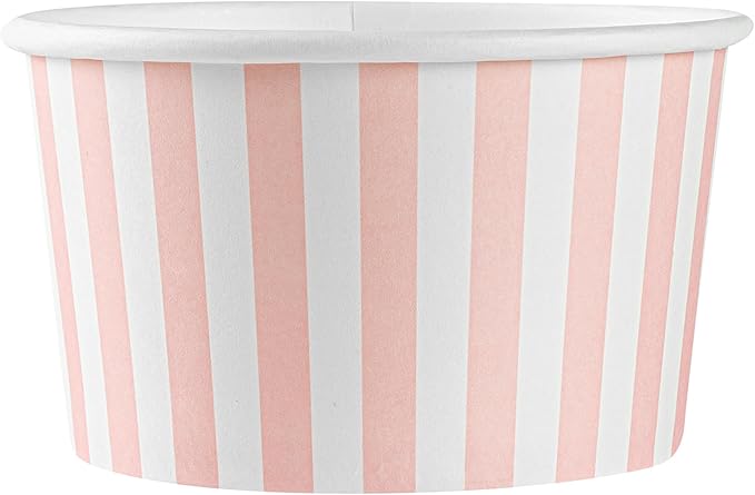 Coppetta 12-Ounce Dessert Cups, 200 Disposable Ice Cream Cups - Lids Sold Separately, Sturdy, Pink And White Paper FroYo Bowls, For Hot And Cold Foods, Perfect For Gelato Or Mousse - Restaurantware
