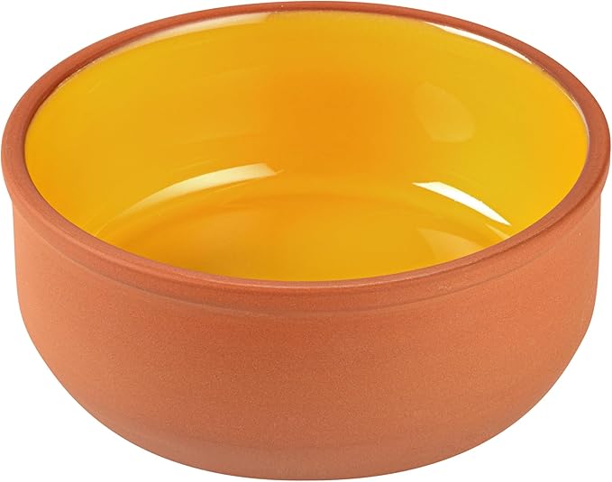 Restaurantware-Terra Tek 27.2 Ounce Terracotta Cazuelas, 2 Yellow Glazed Clay Pots For Cooking - Oven-Ready, Microwavable, Terracotta Serving Pots, Dishwashable, For Cooking And Serving