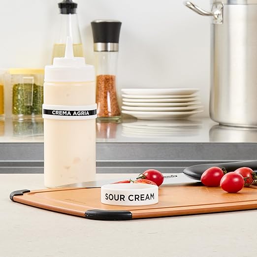 Restaurantware Silicone Squeeze Bottle Bands 1 Count 2.75 Inch Dishwasher Safe Condiment Identification Band, Sour Cream White Non-Slip Label Band for Condiment Labeling at Restaurants, Food Trucks