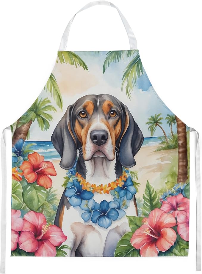 Caroline's Treasures American English Coonhound Luau Apron Cooking Kitchen Server Baking Crafts Gardening for Adult Women Men, Unisex, Large, Multicolor