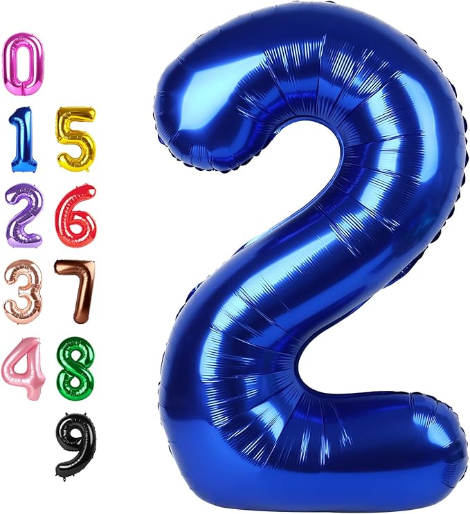 Navy Blue Birthday Balloons Numbers, Balloons 2 Number for Babies Puppies, Balloon Number for 2, 12, 22, 2025, 2026 Graduation Party Wedding Baby Shower