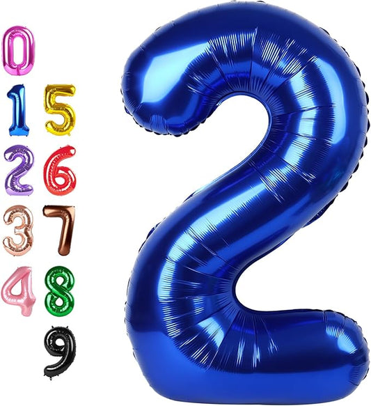 Navy Blue Birthday Balloons Numbers, Balloons 2 Number for Babies Puppies, Balloon Number for 2, 12, 22, 2025, 2026 Graduation Party Wedding Baby Shower