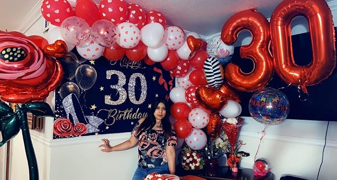 Numbers Balloon 3, 40 Inch Large Red Balloon for Three Year Old Birthday Decor, 3 13 30 31 Birthday Party Decorations for Wedding Supplies