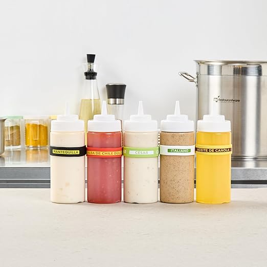 Restaurantware Silicone Squeeze Bottle Bands 1 Count 2.75 Inch Dishwasher Safe Condiment Identification Band, Caesar Green Non-Slip Label Band for Condiment Labeling at Restaurants, Food Trucks