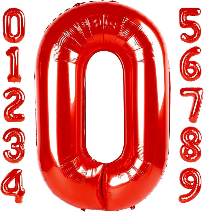 Number 0 Balloons 40 Inch Red Number Balloons for 10 20 30 40 50 60 70 80 90 100 Numbers Balloon Birthday Decorations Wedding Event Baby Shower