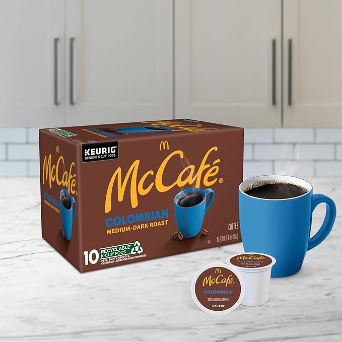 McCafe Colombian, Single Serve Coffee Keurig K-Cup Pods, Medium Roast, 10 Count (Pack of 12)
