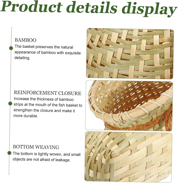 Unomor 1pc Handmade Bamboo Woven Storage Basket for Flower Arrangement and Organizing Multi-purpose Container for Home and Sundries Random Style