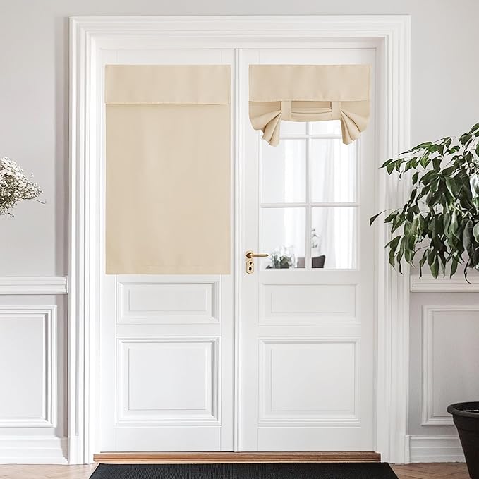 NICETOWN Room Darkening Door Curtains, Thermal Insulated Blackout Blinds for French Door Privacy Assured Short Window Shade for Farmhouse Patio Glass Door, 1 Panel-26 inch X 40 inch Long