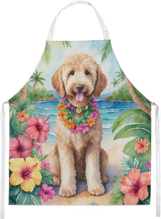 Caroline's Treasures Goldendoodle Luau Apron Cooking Kitchen Server Baking Crafts Gardening for Adult Women Men, Unisex, Large, Multicolor