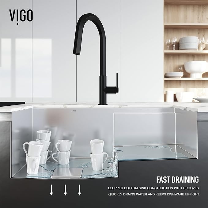 VIGO Hampton 32 in. 16 Gauge Stainless Steel Single Bowl Undermount Workstation Kitchen Sink with Ledge and Accessories VG3217K1