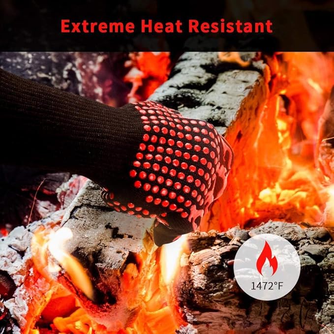 Premium 1 Pair Extreme Heat Resistant Oven Gloves for Cooking Gloves for BBQ, Grilling, Baking, Red