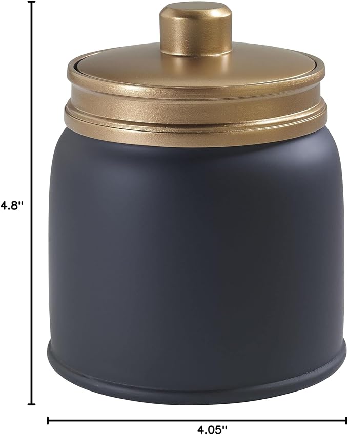 Avanti Linens - Covered Jar, Guest Bathroom Essentials, Modern Home Decor (Memphis Collection), Black