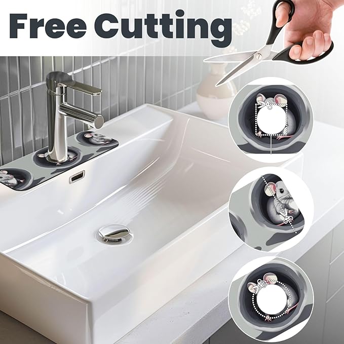 Mouse in the Hole Printed Faucet Absorbent mat, Suitable for bathrooms, Kitchens, and Other Sink Areas.