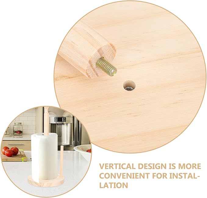 Generic Wooden Paper Towel Holder Stand Premium Beechwood Roll Organizer for Kitchen and Bathroom Non-Slip Tissue Rack with Modern Decorative Design for Residential and Commercial Use